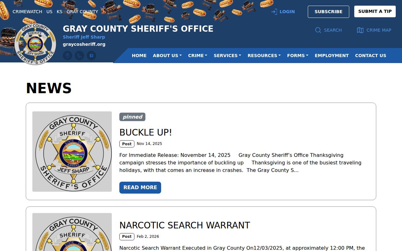 Gray County official sheriff crime news channel